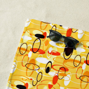 Modern Yellow & black abstract style Beach Towel