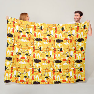 Modern Yellow & black abstract style Fleece Blanket