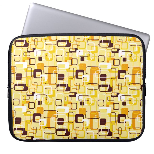 Modern Yellow & black abstract style Laptop Sleeve (Front)