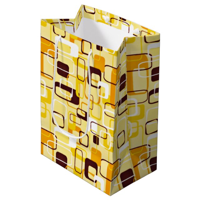 Modern Yellow & black abstract style Medium Gift Bag (Front Angled)