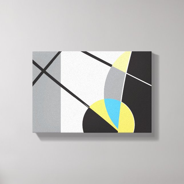 Modern Yellow black blue geometric abstract shapes Canvas Print (Front)