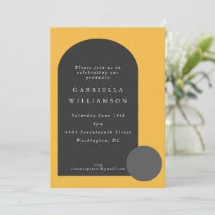Modern Yellow Black Bold Shapes Graduation Party Invitation