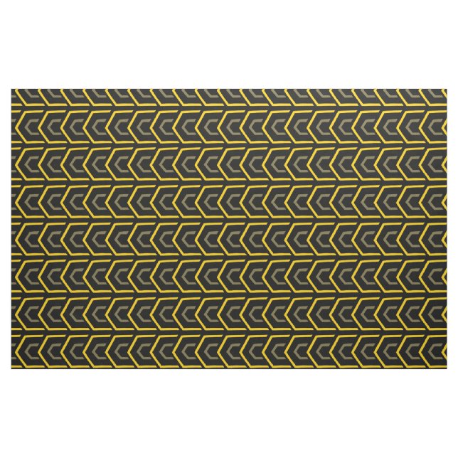 Modern Yellow Black Geometric Pattern Fabric (Fat Quarter)