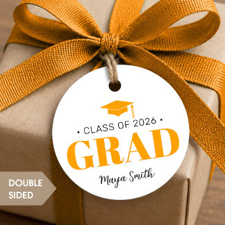 Modern Yellow Black Graduation Favour Tags