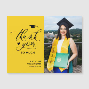 Modern Yellow Black Script Graduation Thank You