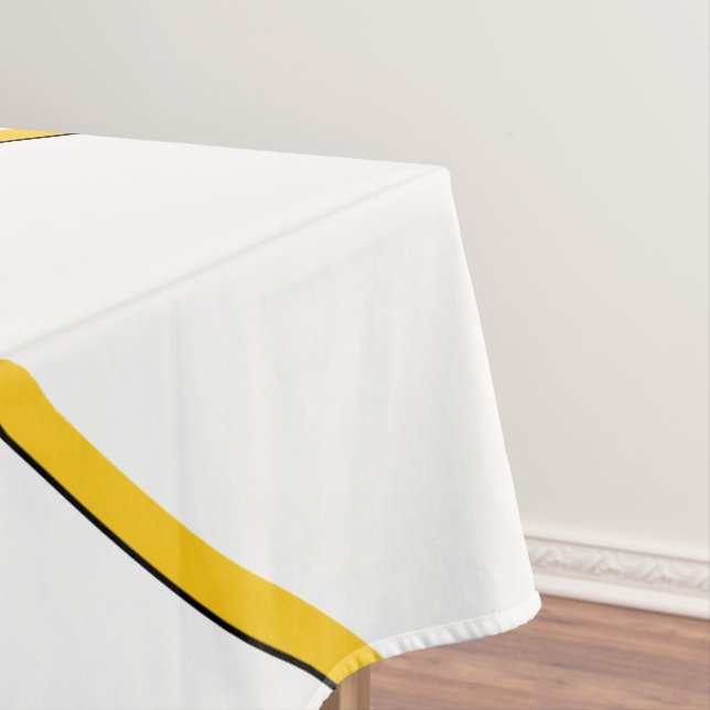 Modern Yellow Black White Graduation Party Tablecloth (In Situ)