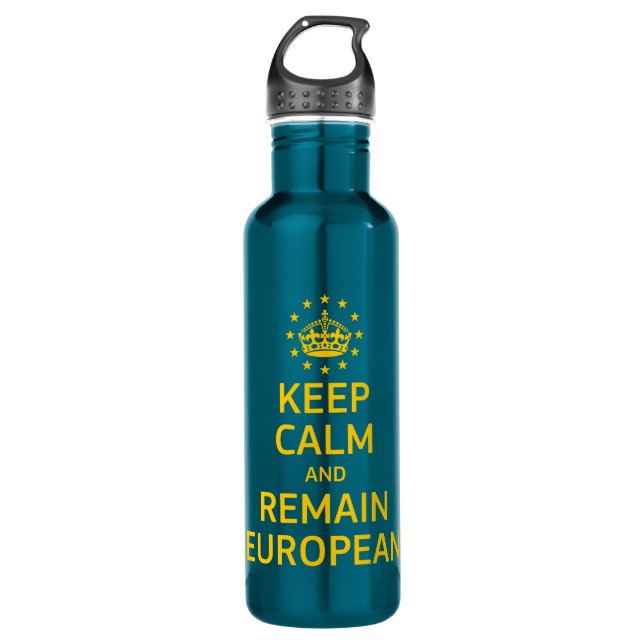 Modern Yellow Blue Keep Calm Crown Europe Vector 710 Ml Water Bottle (Front)