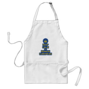 Modern Yellow Blue Keep Calm Crown European Pun Standard Apron