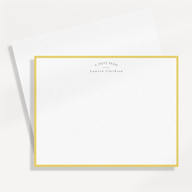 Modern Yellow Border Personalised Note Card (Creator Uploaded)