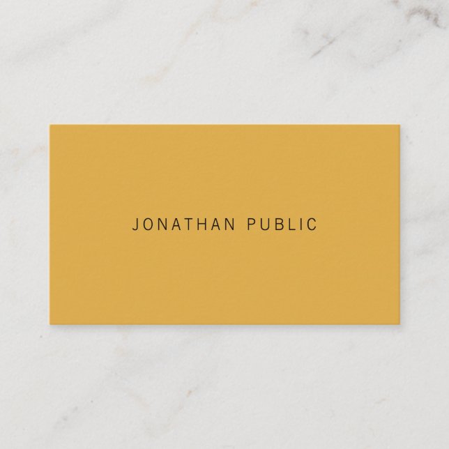 Modern Yellow Brown Simple Minimalist Template Business Card (Front)
