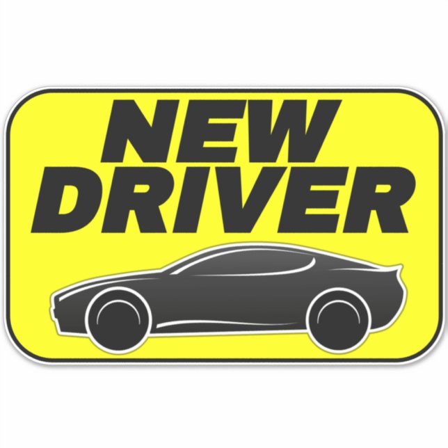 Modern Yellow Car Sticker (Student New Driver) (Front)