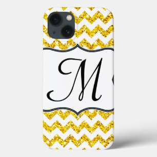 Modern Yellow Chevron Girly Monogram IPAD Case