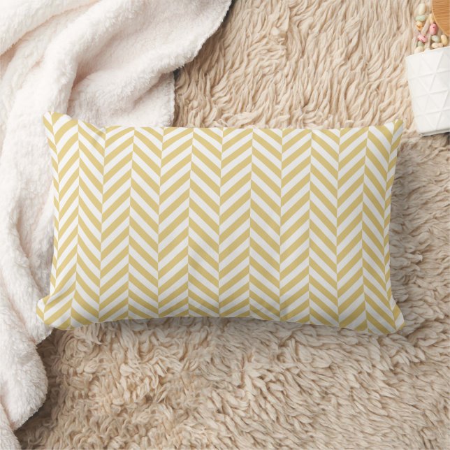 Modern Yellow Chevron Herringbone Pattern Throw Pi Lumbar Cushion (Blanket)
