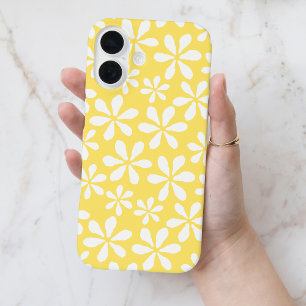Modern Yellow Chic Girly Floral Flower Pattern iPhone 16 Case
