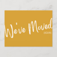 Modern Yellow Chic Script We've Moved Announcement