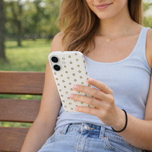 Modern Yellow Circle Dot Black Outline Pattern iPhone 16 Case