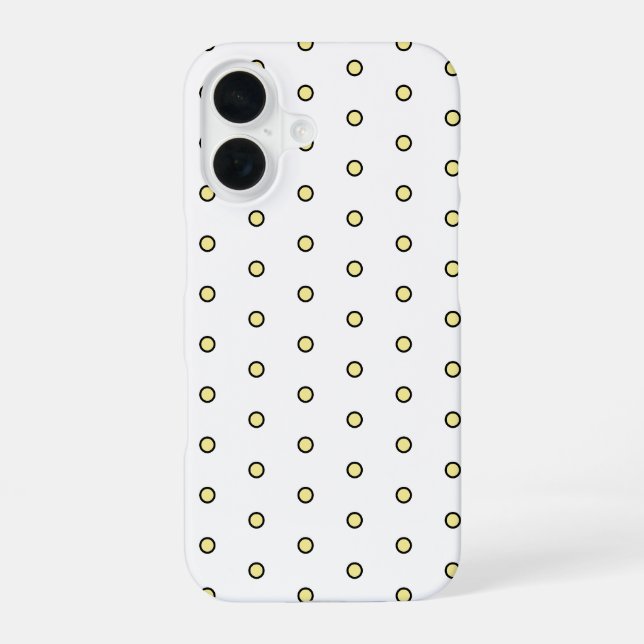 Modern Yellow Circle Dot Black Outline Pattern iPhone 16 Case (Back)
