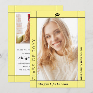 Modern yellow Class of 2025 graduation photo Announcement