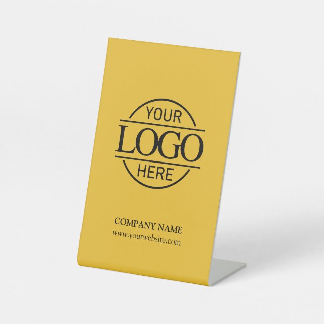 Modern Yellow Corporate Company Business Logo Pedestal Sign (Front)