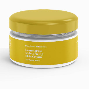Modern yellow cosmetics jar label 1 x 7.25