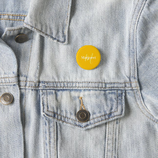 Modern yellow custom name 3 cm round badge