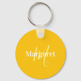 Modern yellow custom name key ring