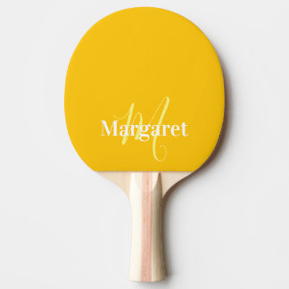 Modern yellow custom name ping pong paddle
