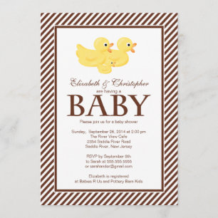 Modern Yellow Ducks Couple Baby Shower Invitation