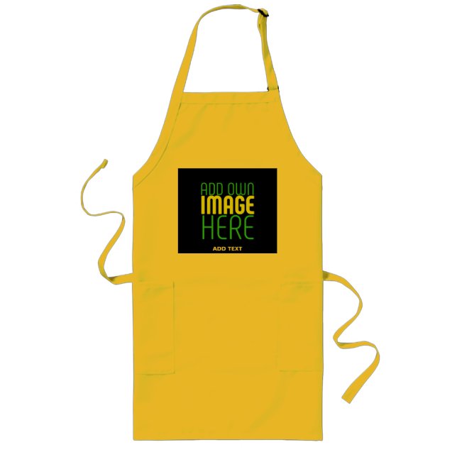 MODERN YELLOW  EDITABLE BLACK IMAGE TEXT TEMPLATE LONG APRON (Front)