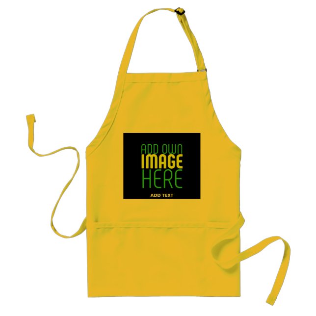 MODERN YELLOW  EDITABLE BLACK IMAGE TEXT TEMPLATE STANDARD APRON (Front)