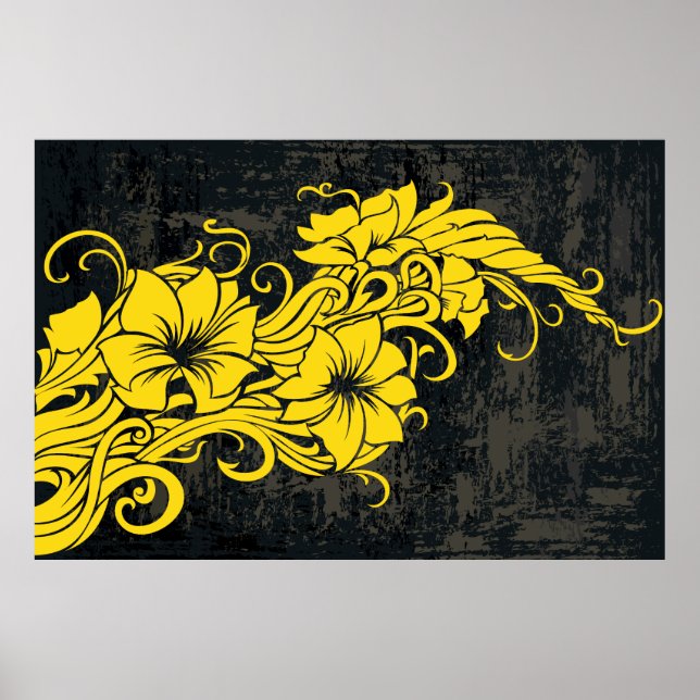 Modern yellow floral decor panno (Front)