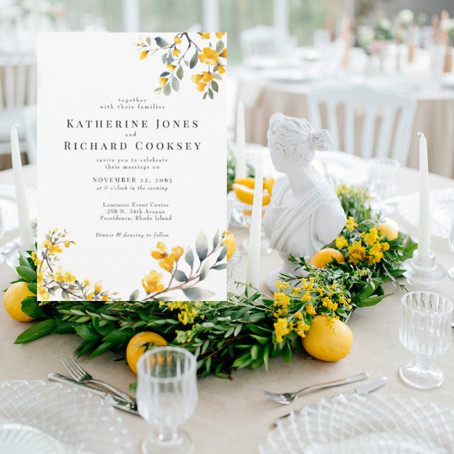 Modern Yellow Floral No Parents Wedding II Invitation (Creator Uploaded)