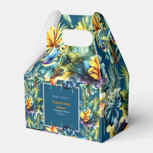 Modern yellow floral tropical green baby shower  favour box