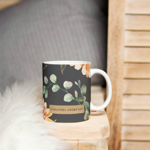 Modern Yellow Flowers & Kraft Personalised Gift Coffee Mug