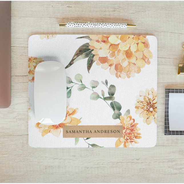 Modern Yellow Flowers & Kraft Personalised Gift Mouse Pad (Creator Uploaded)