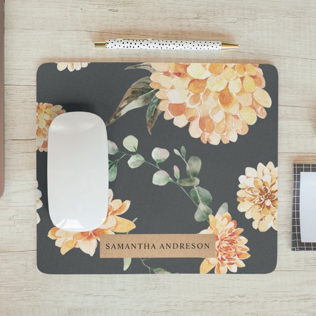 Modern Yellow Flowers & Kraft Personalised Gift Mouse Pad (Creator Uploaded)