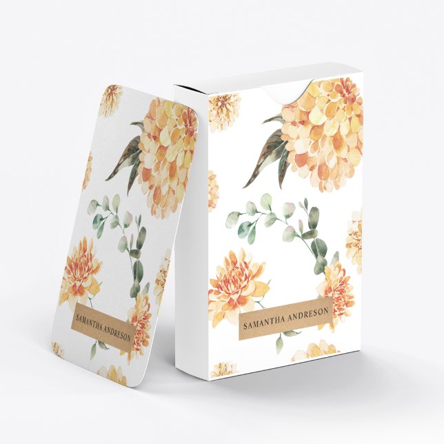 Modern Yellow Flowers & Kraft Personalised Gift Playing Cards (Creator Uploaded)