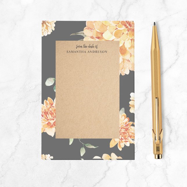 Modern Yellow Flowers & Kraft Personalised Gift Post-it Notes (Creator Uploaded)