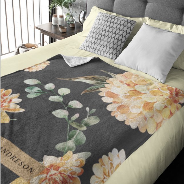 Modern Yellow Flowers & Kraft Personalised Gift Sherpa Blanket (Creator Uploaded)