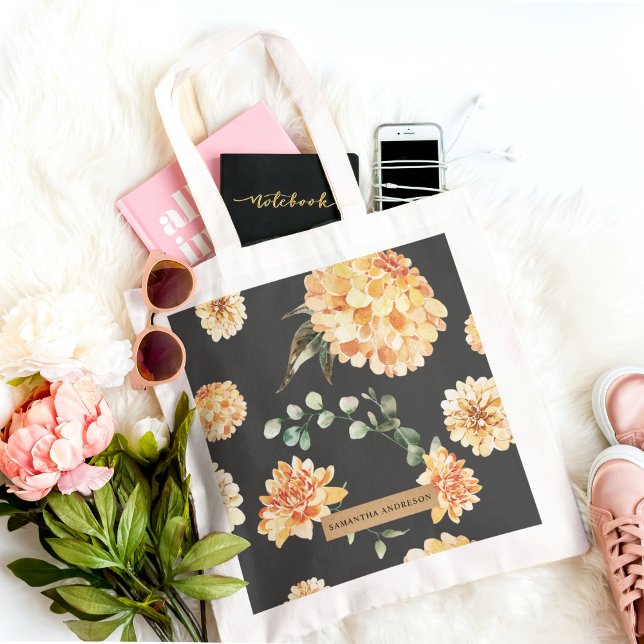Modern Yellow Flowers & Kraft Personalised Gift Tote Bag (Creator Uploaded)