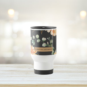 Modern Yellow Flowers & Kraft Personalised Gift Travel Mug