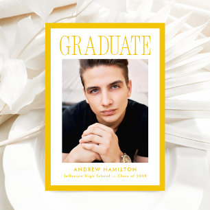 Modern Yellow Frame 2 Photo Graduation Announcement