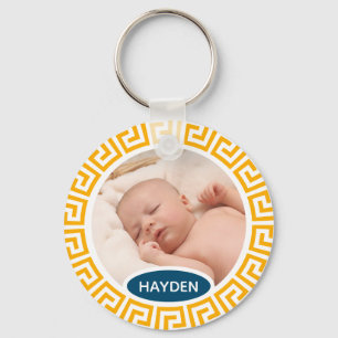 Modern Yellow Geometric Custom Photo Key Ring