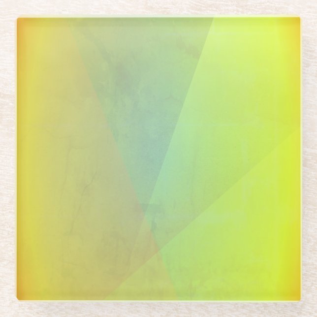 Modern Yellow Geometric Gradation Glass Coaster (Front)