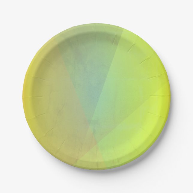 Modern Yellow Geometric Gradation Paper Plate (Front)