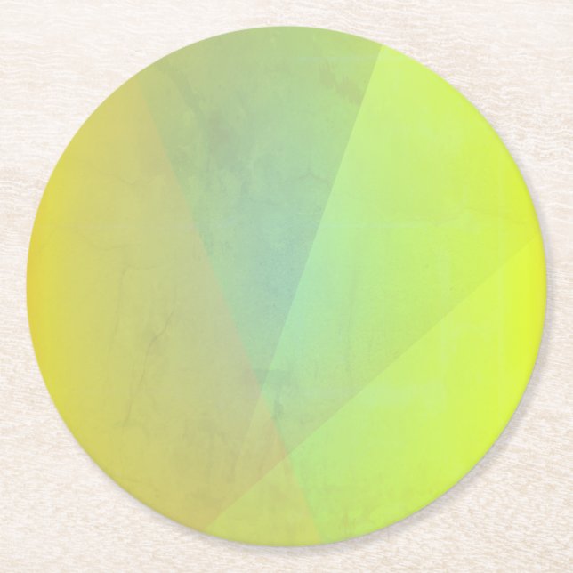 Modern Yellow Geometric Gradation Round Paper Coaster (Front)