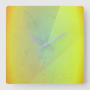 Modern Yellow Geometric Gradation Square Wall Clock