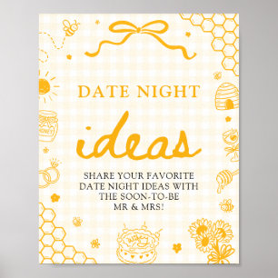 Modern Yellow Gingham Honey Bee Date Night Ideas Poster