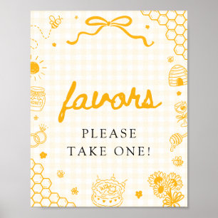 Modern Yellow Gingham Honey Bee Favours Sign