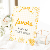 Modern Yellow Gingham Honey Bee Favours Sign